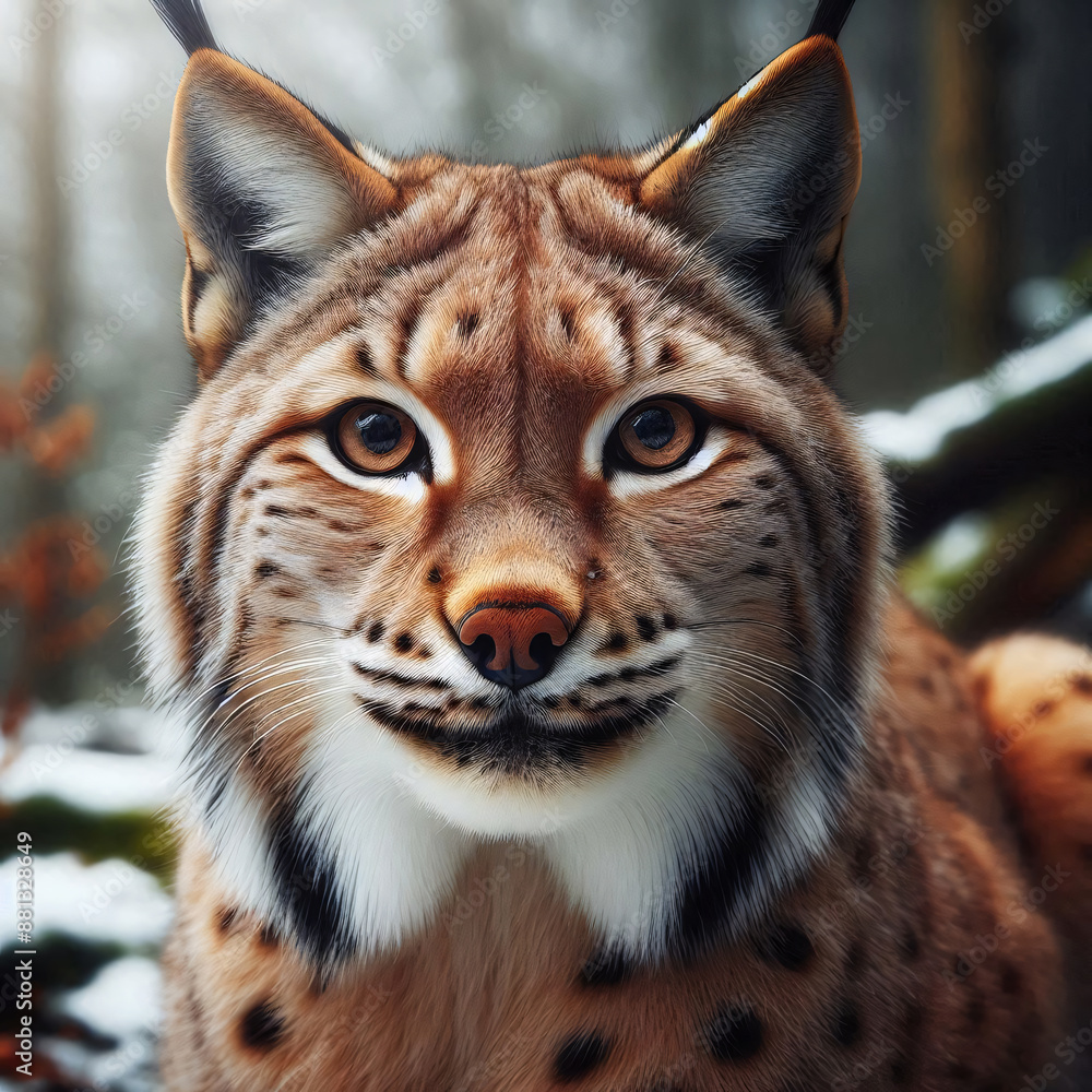 A captivating lynx portrait, its fur meticulously rendered A captivating lynx portrait, its fur meticulously rendered