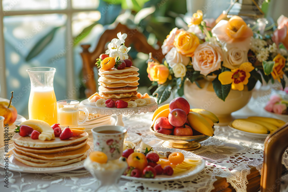 a table with a bunch of plates of food a table with a bunch of plates of food