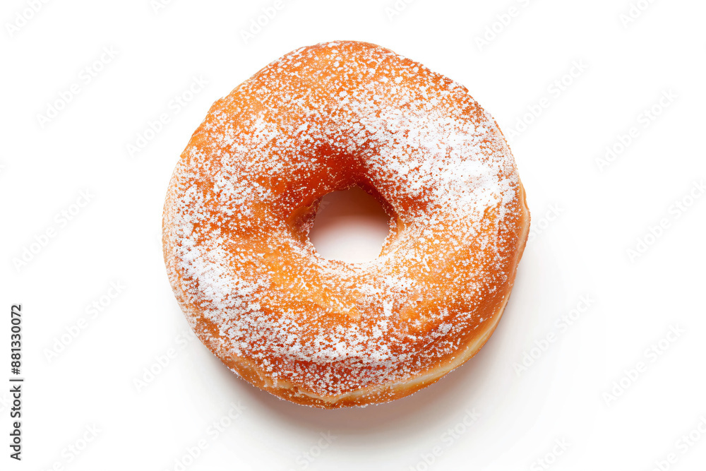 a sugared doughnut with powdered sugar on top a sugared doughnut with powdered sugar on top