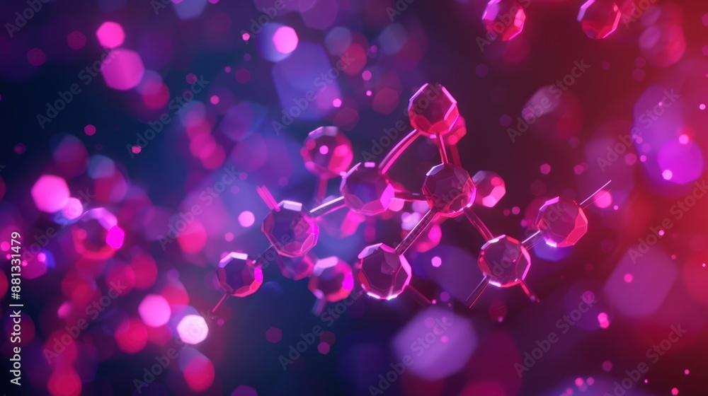 Abstract Pink and Blue 3D Molecular Structure Abstract Pink and Blue 3D Molecular Structure