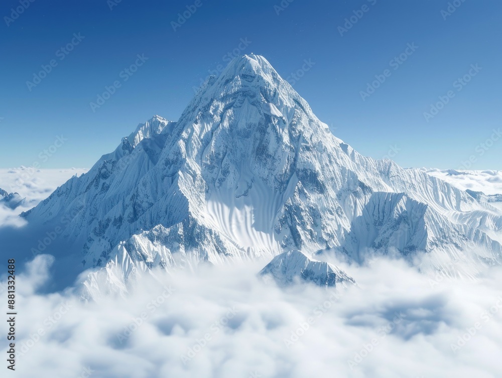 Obraz premium Mountain landscape with snow-covered peaks and cloudy skies