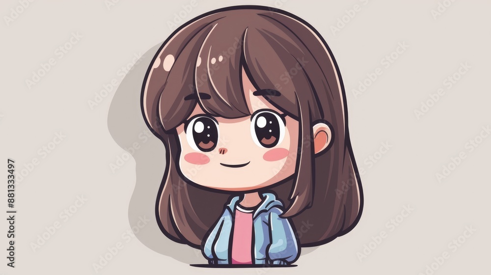 A colorful cartoon character featuring a girl with brown hair A colorful cartoon character featuring a girl with brown hair