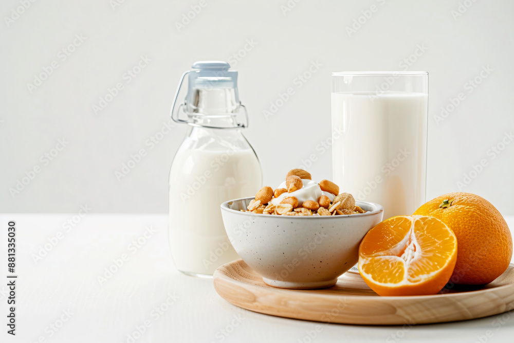 a bowl of cereal and a glass of milk a bowl of cereal and a glass of milk