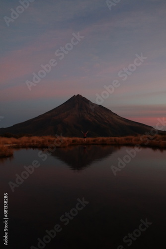 Mount Taranaki Reflection New Zealand Sunset