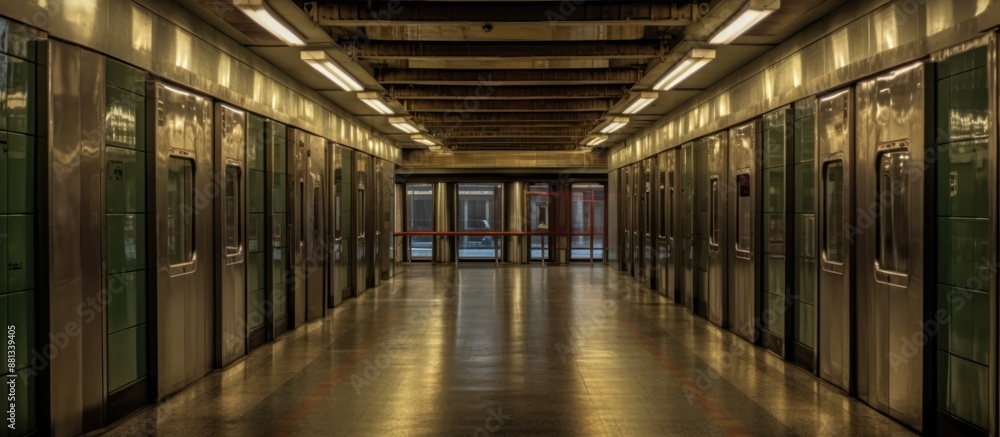 Subway Station Interior with Rows of Doors Subway Station Interior with Rows of Doors