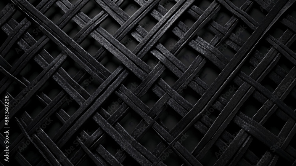 Black Interwoven Stripes - Abstract Grid Pattern Black Interwoven Stripes - Abstract Grid Pattern