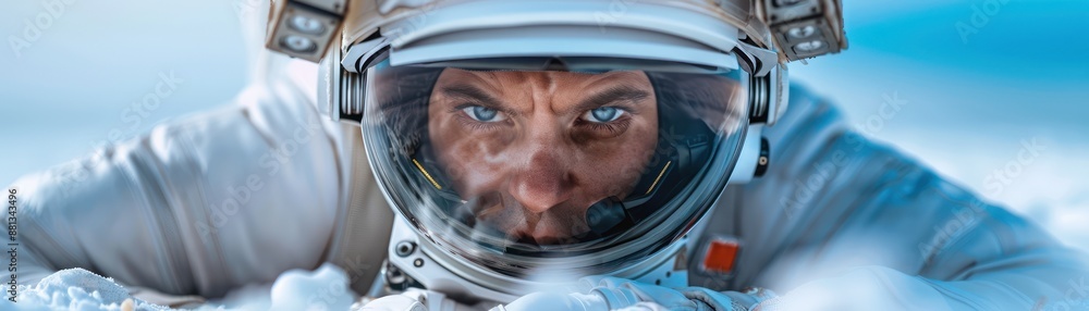 Cosmonaut in Advanced Spacesuit Prepares for Space Exploration, A Close-Up Look at the Future of Space Travel Cosmonaut in Advanced Spacesuit Prepares for Space Exploration, A Close-Up Look at the Future of Space Travel
