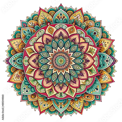 Beautiful colorful mandala design pattern background picture Ai generated. photo