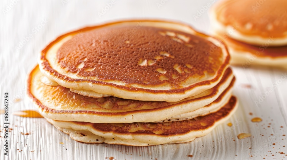 A close-up shot of a perfectly cooked stack of pancakes, beautifully golden brown and ready to be enjoyed, creating a sense of satisfaction and comfort in every bite. A close-up shot of a perfectly cooked stack of pancakes, beautifully golden brown and ready to be enjoyed, creating a sense of satisfaction and comfort in every bite.