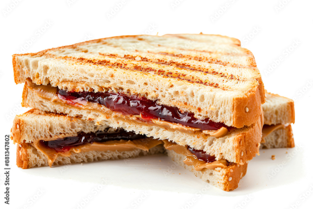a peanut butter and jelly sandwich cut in half a peanut butter and jelly sandwich cut in half
