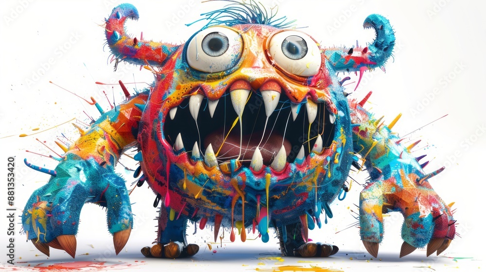 Cute expressive 3D cartoon monster with big eyes Cute expressive 3D cartoon monster with big eyes