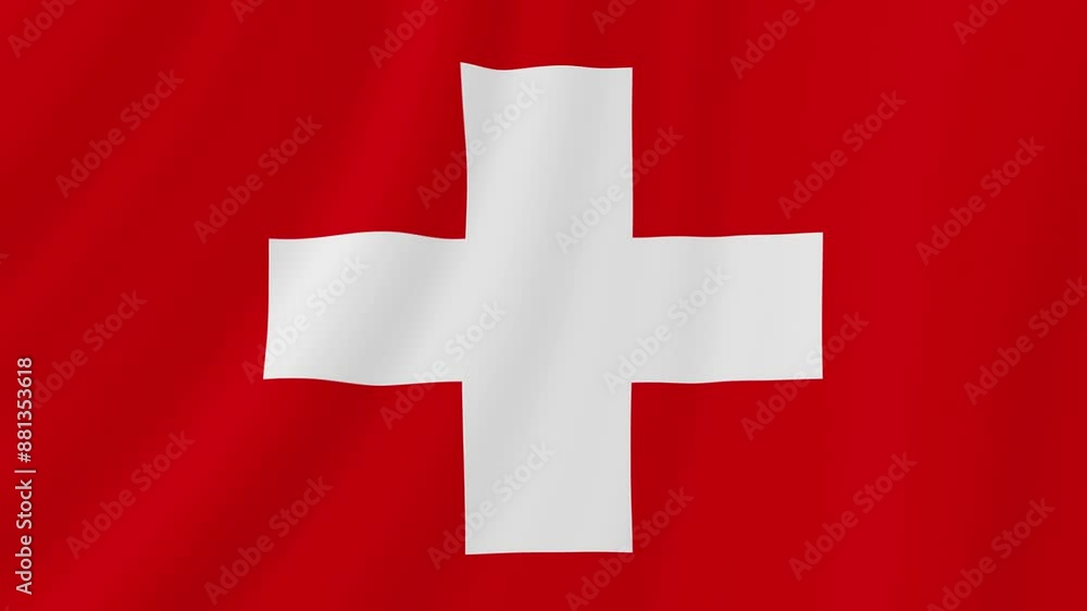 Switzerland Waving Flag. Realistic Flag Animation. Seamless Loop Background. Switzerland Waving Flag. Realistic Flag Animation. Seamless Loop Background.