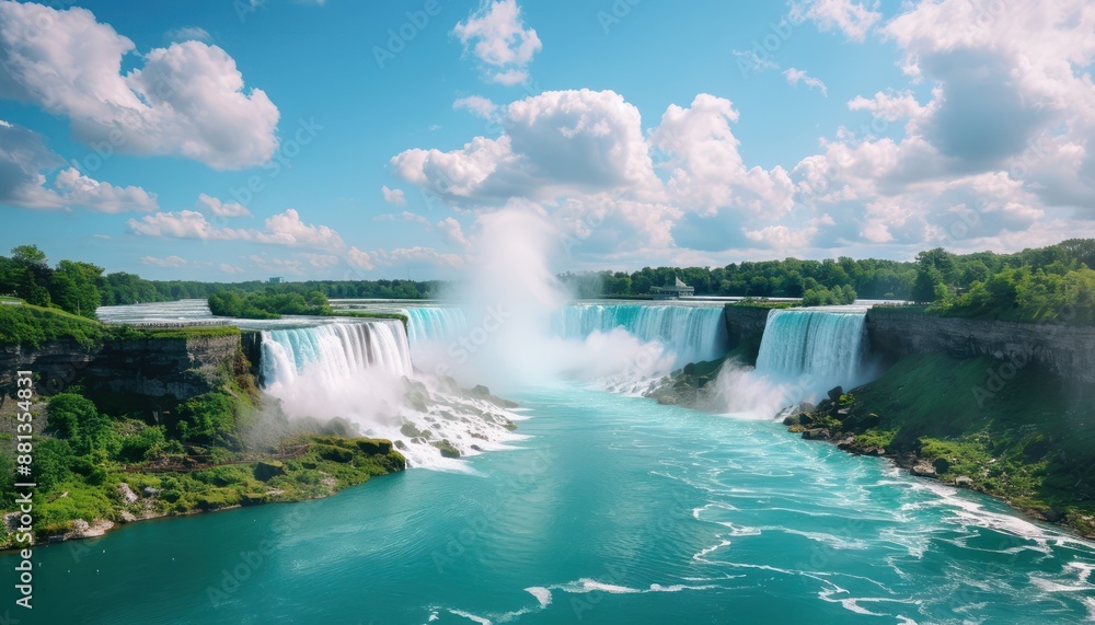 Niagara Falls Full Vista of a Majestic Waterfall, Nature's Wonder, Scenic Beauty, Breathtaking View, Iconic Landmark, Tourist Destination, Natural Wonder, Waterfall Photography, Canadian Landscape Niagara Falls Full Vista of a Majestic Waterfall, Nature's Wonder, Scenic Beauty, Breathtaking View, Iconic Landmark, Tourist Destination, Natural Wonder, Waterfall Photography, Canadian Landscape
