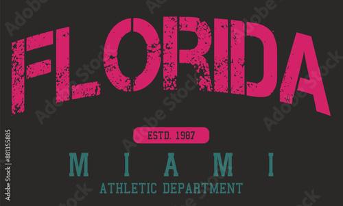 florida miami design typography, Miami Florida America text. Vintage college typography. Vector illustration design for fashion graphics, t shirt prints,eps8