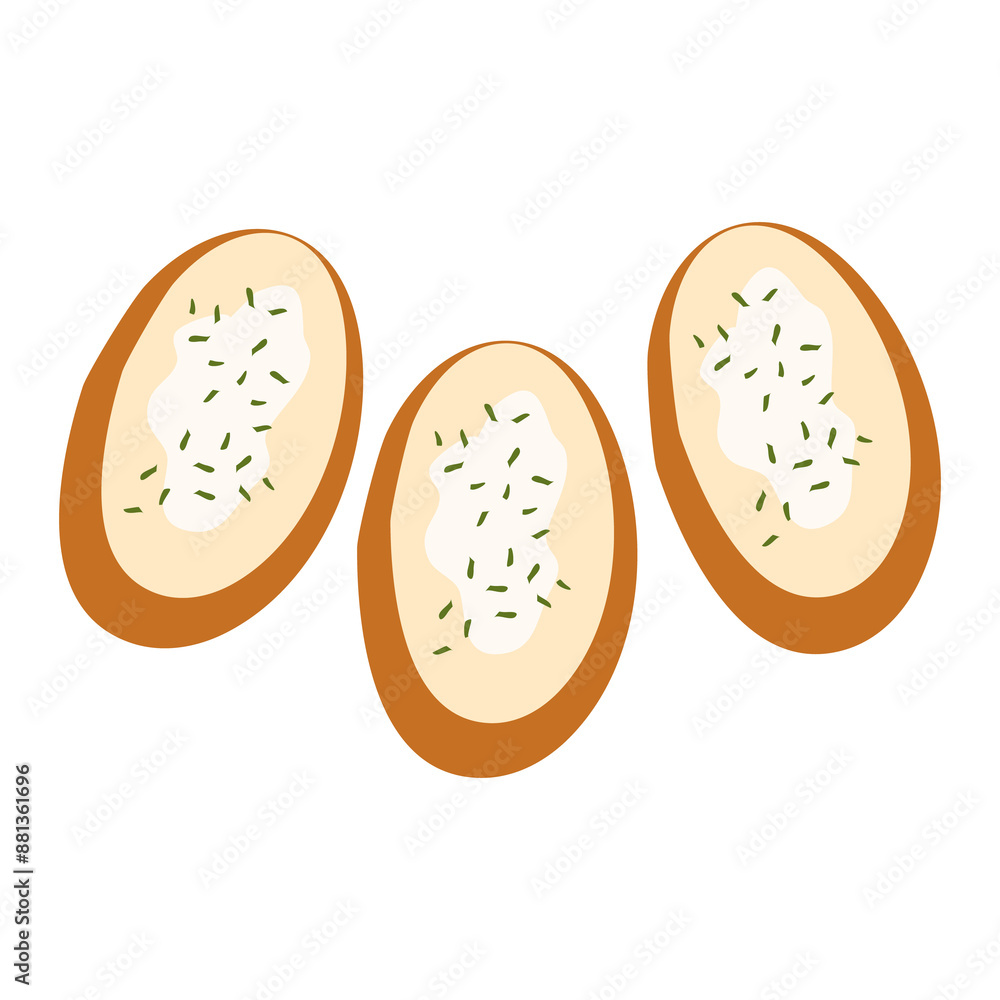 Fototapeta premium Garlic breads slice breakfast illustration