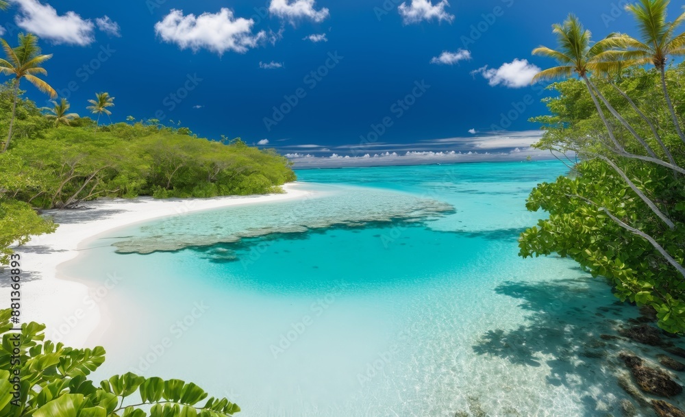 Fototapeta premium Tropical Paradise Beach with Clear Turquoise Waters