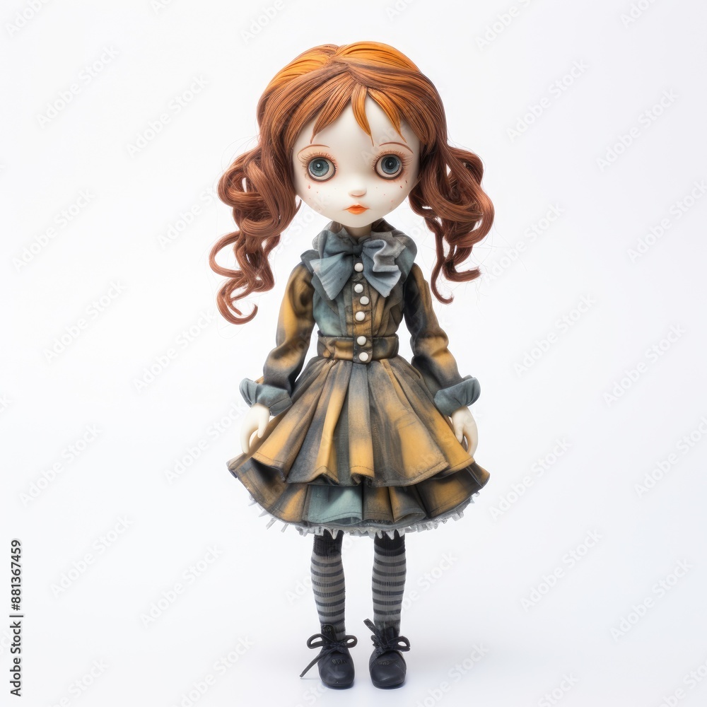 Doll isolate on a white background : a cherished plaything and collectible, embodying childhood memories and cultural significance, reflecting history and imagination. Doll isolate on a white background : a cherished plaything and collectible, embodying childhood memories and cultural significance, reflecting history and imagination.