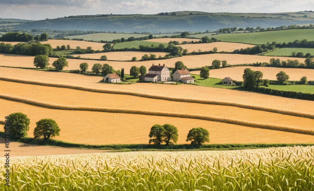 Fototapeta premium Idyllic Countryside Landscape with Rolling Hills