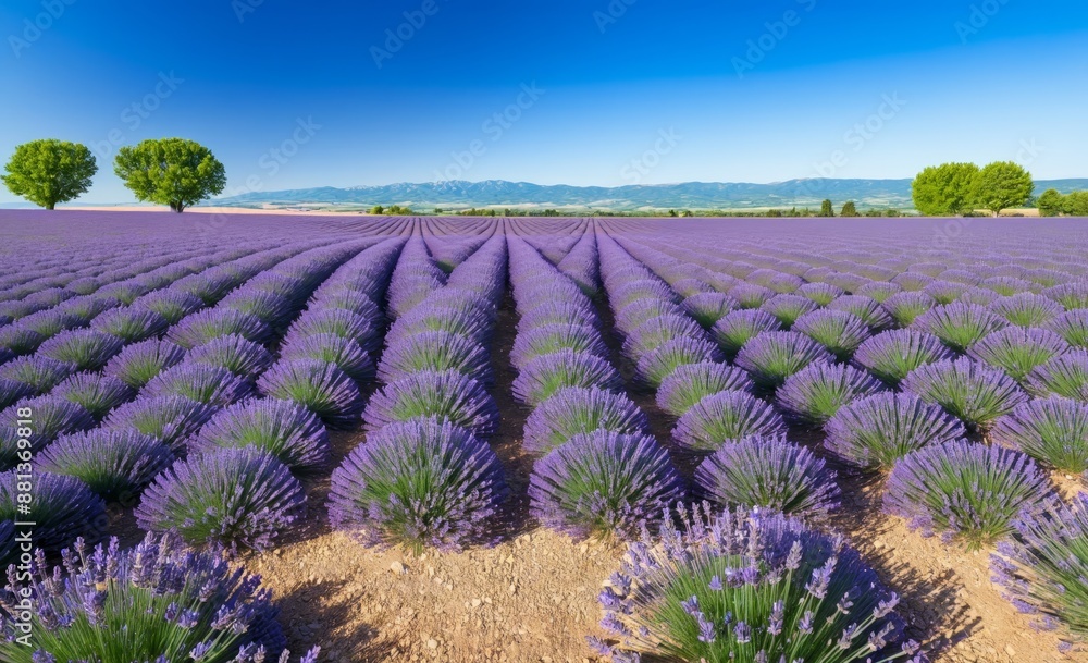 Fototapeta premium Endless Lavender Fields Under Blue Sky
