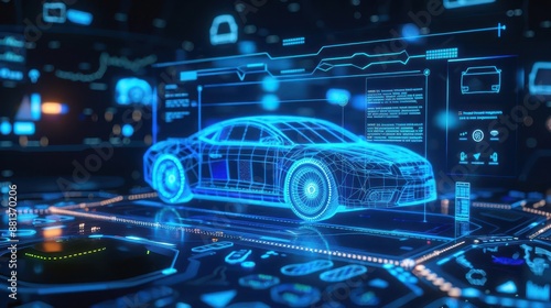 Wallpaper Mural Auto finance consulting, digital assets interface, holographic visuals, neon blue, futuristic design Torontodigital.ca