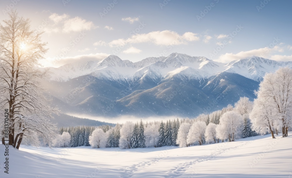 Snow-Covered Trees in a Winter Wonderland Snow-Covered Trees in a Winter Wonderland