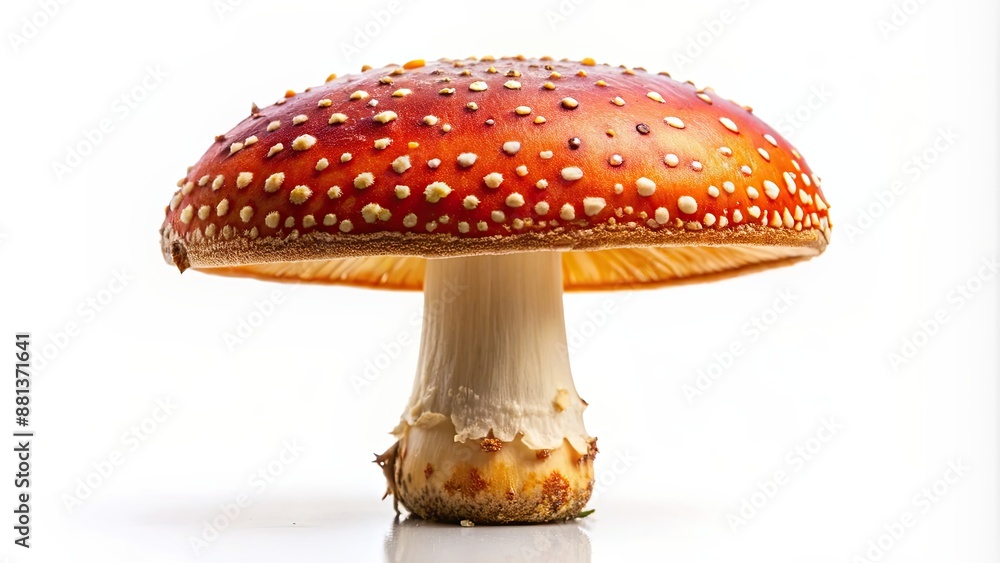 Obraz premium Isolated mushroom in a white background, mushroom, isolated, plant, fungus, nature, close-up, fresh, organic, food