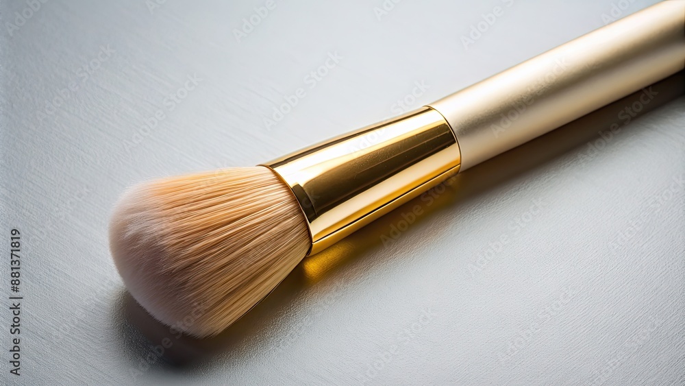Makeup brush with soft bristles and gold handle , beauty, cosmetics, tools, accessories, brush Makeup brush with soft bristles and gold handle , beauty, cosmetics, tools, accessories, brush