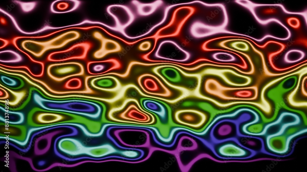 The colorful neon light on the reflective fluid surface The colorful neon light on the reflective fluid surface
