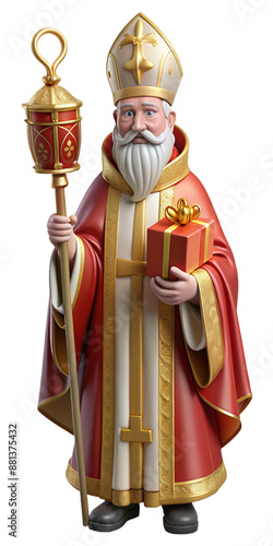 Regal 3D Saint Nicholas in ornate red robe