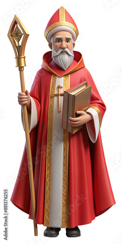 Regal 3D Saint Nicholas in ornate red robe