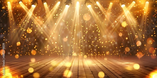 Backdrop gold color Spotlights For Flyers Banner and Backgrounds realistic
