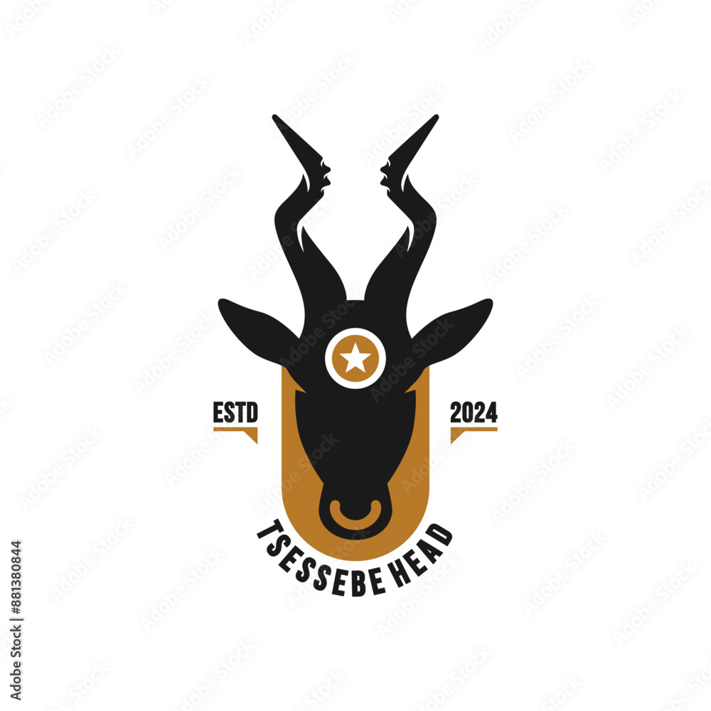Fotografie Tsessebe antelope head vintage logo