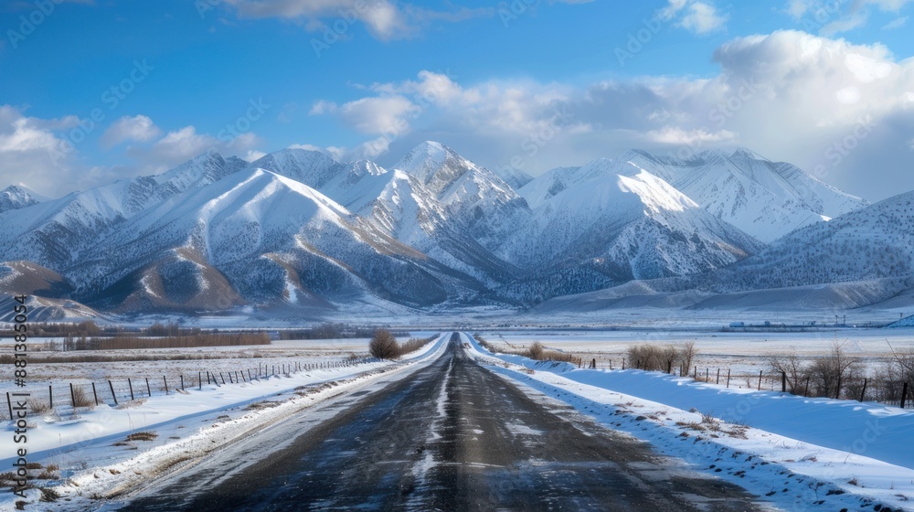 Snowy Mountain Road in a Winter Wonderland Snowy Mountain Road in a Winter Wonderland