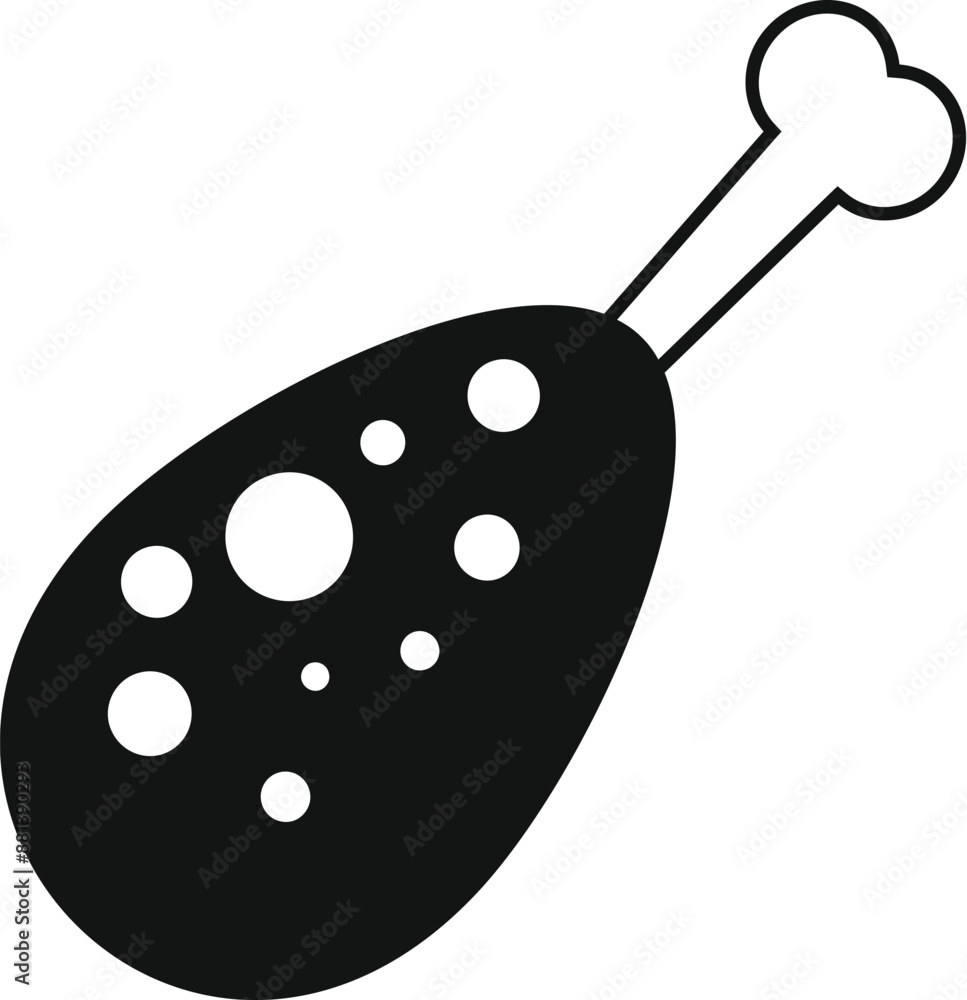 Black silhouette of a chicken leg, ideal for representing poultry meat products in a simple and recognizable way Black silhouette of a chicken leg, ideal for representing poultry meat products in a simple and recognizable way