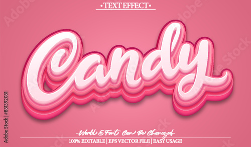 Candy  Vector Text Effect Editable Alphabet Tasty Pink Lollipop Yummy Sweet