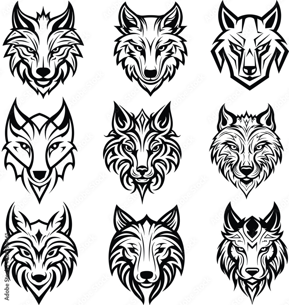 wolf logo silhouette black and white vector illustration collection
wolf logo silhouette black and white vector illustration collection