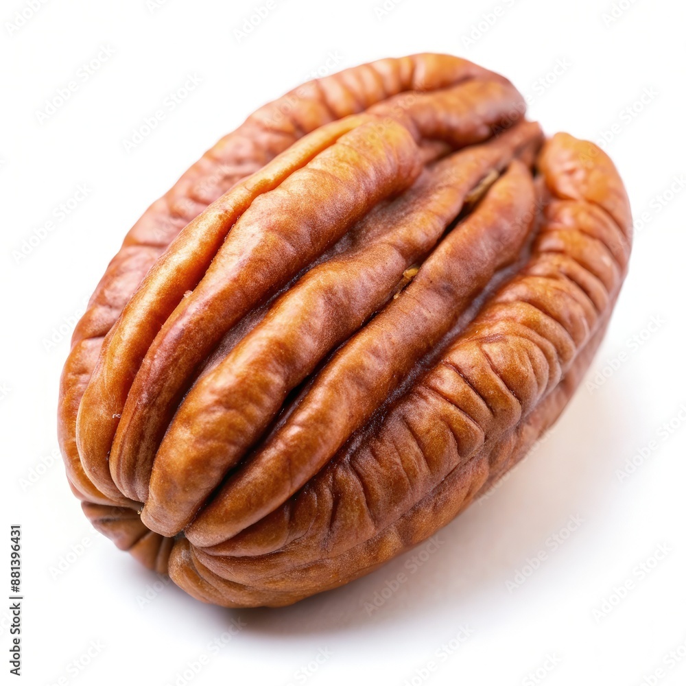 A Single Pecan Nut on a White Background. Generative AI A Single Pecan Nut on a White Background. Generative AI