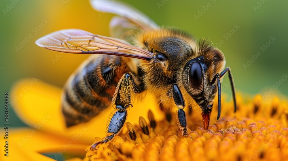 Close-Up of a Honey Bee on a Flower Close-Up of a Honey Bee on a Flower