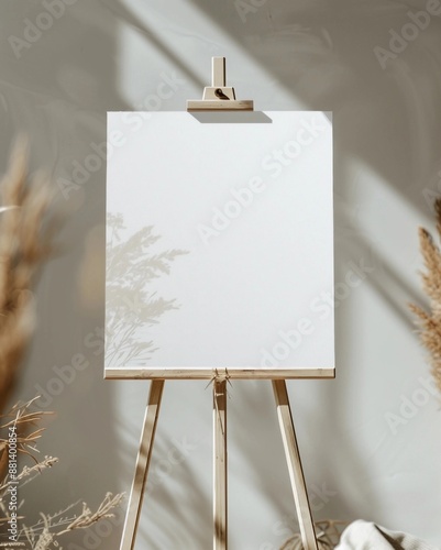 blank white welcome board Mockup for a modern boho wedding - greeting card template 