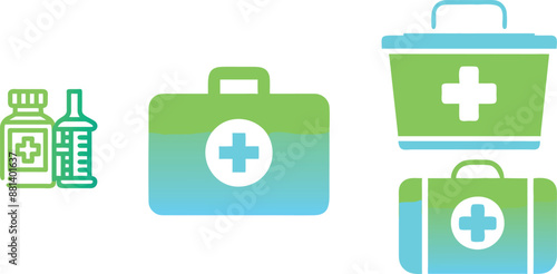 3d online pharmacy with first aid kit and medical equipment. 3d medicine and payment with money concept of healthcare. 3d medical drug store online icon vector render illustration. Ai generate 