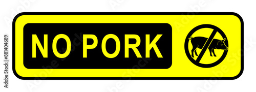 No Pork or Pig Meat Icon or sign, Prohibited Symbol for Vegan, Vegetarian, and Halal Food. Simple flat design, perfect for posters, prints, and drawings.isolated on white background.