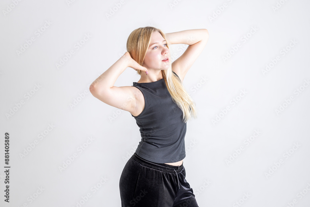 ストレッチする外国人女性 Foreign woman stretching ストレッチする外国人女性 Foreign woman stretching