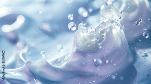 Close-up of Pro-Vitamin B5 (Panthenol) Molecules in Moisturizing Cream, Hydrating Skincare Concept