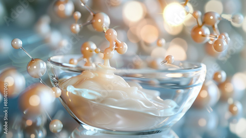 Detailed View of Panthenol Molecules in Hydrating Cream, Skincare Ingredient Close-up