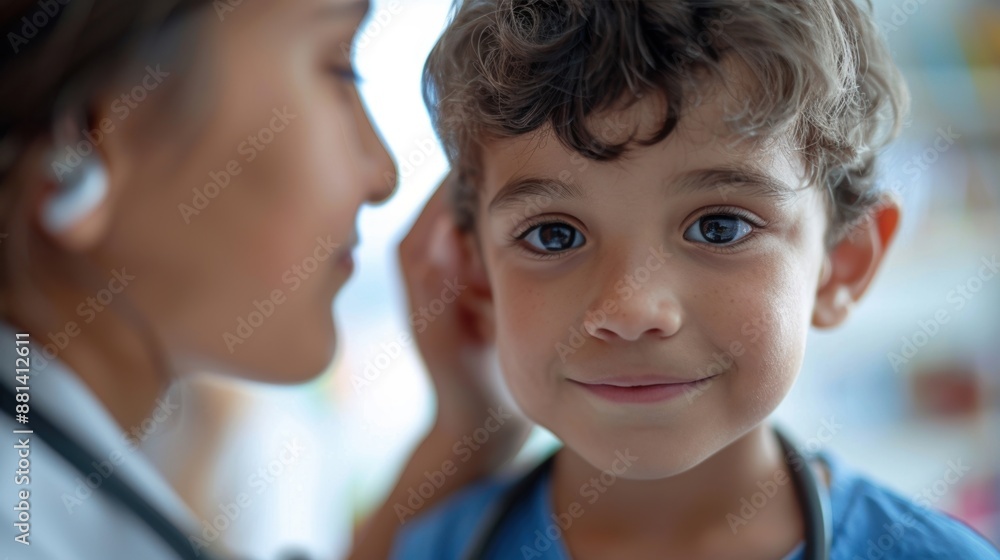 A close-up of a doctor examining a smiling child, emphasizing healthcare, trust, and the patient-doctor relationship. A close-up of a doctor examining a smiling child, emphasizing healthcare, trust, and the patient-doctor relationship.