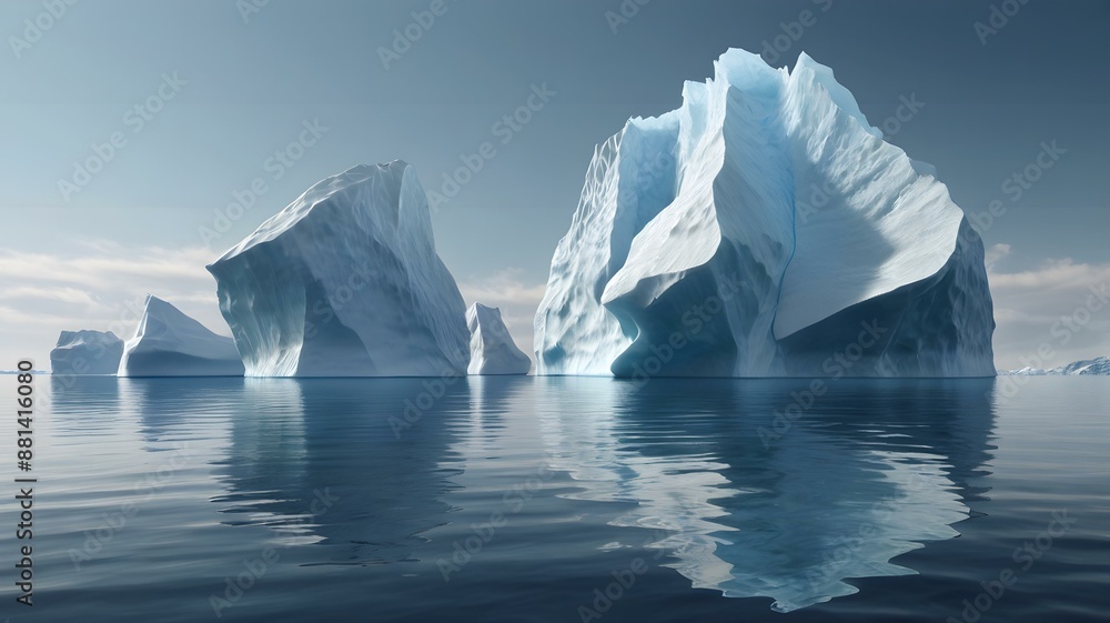 海に浮かぶ氷山／イラスト