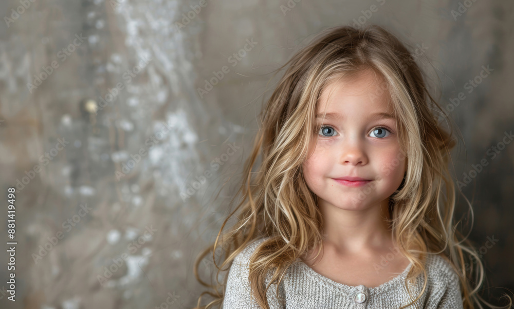 A close-up portrait of a young girl with long, wavy hair and blue eyes, standing against a neutral background. A close-up portrait of a young girl with long, wavy hair and blue eyes, standing against a neutral background.