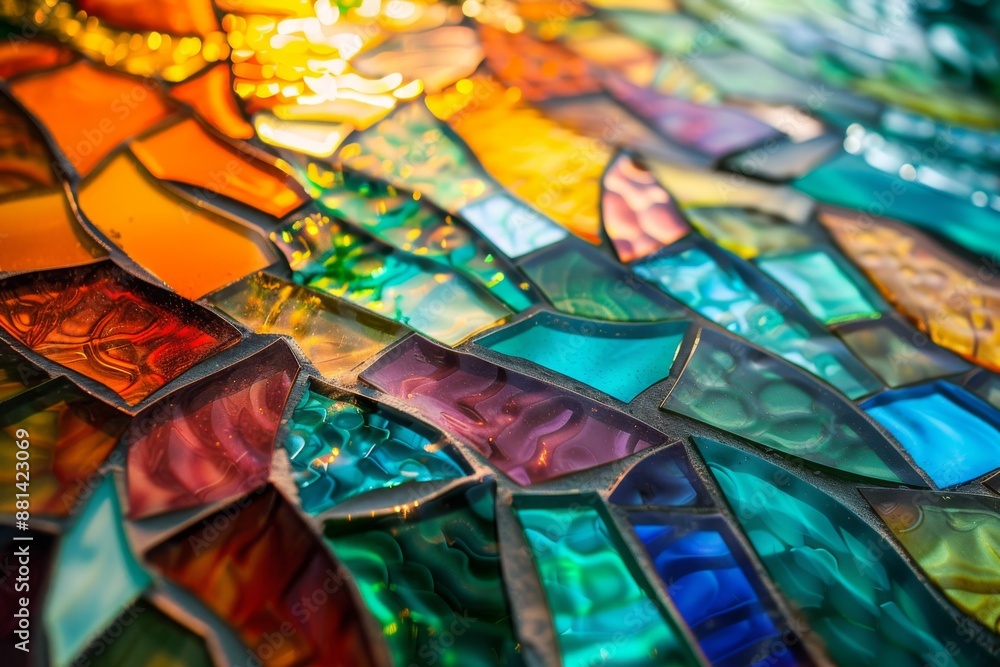 Fototapeta premium Colorful glass mosaic close-up