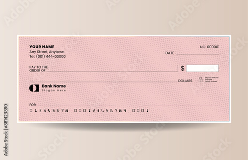 Blank check, bank cheque design, vector format