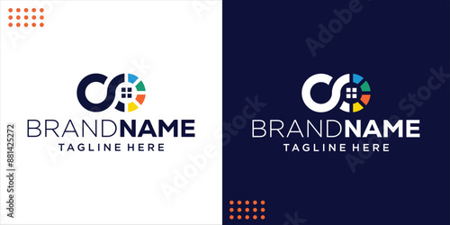 Abstract Initial Letter C and O Logo. Circular Round Infinity Style. Can be used for business and technology, design inspiration, illustration, vector
